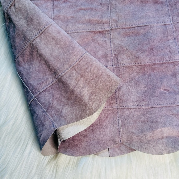 Bebe Lilac Suede Scallop Hem Mini Skirt - Picture 6 of 6